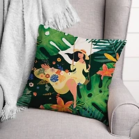 Jungle Swing Girl 18" x 18" Throw Pillow