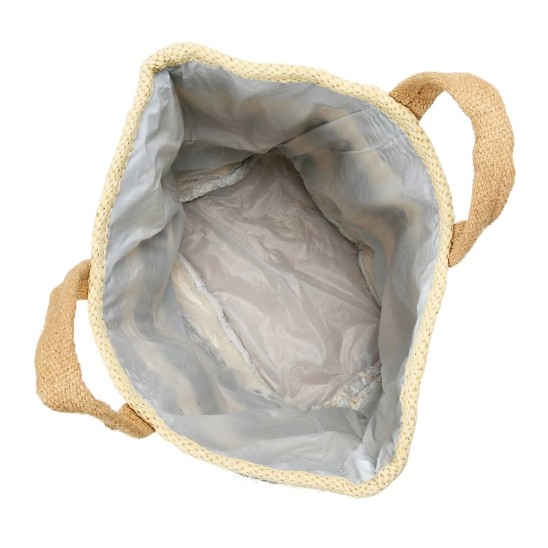 Hello Honey® 24" Modern Boho Woven Jute Bag with Waterproof Liner and Contemporary Pattern