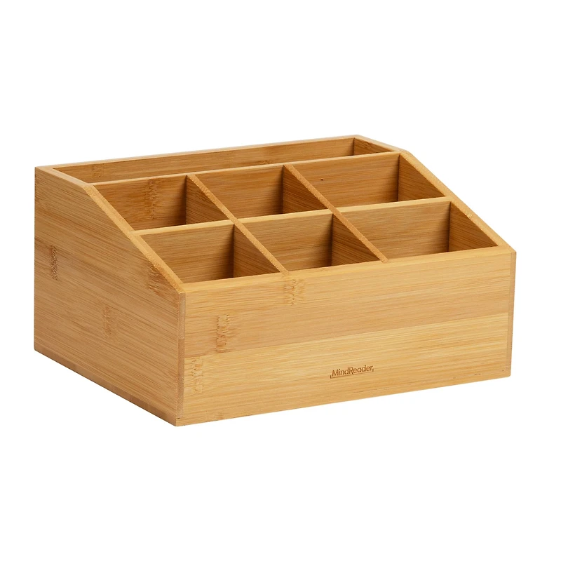 Mind Reader Desktop Organizer, 7-compartment, Office Essentials, Modern, Office, Bamboo, Brown