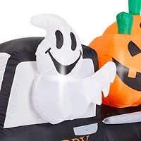 Glitzhome® 8ft. Lighted Inflatable Truck With Jack-O-Lantern Pumpkins Décor