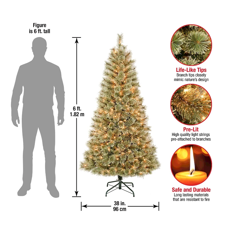 6ft. Pre-Lit Arcadia Cashmere Pine Artificial Christmas Tree, Clear Lights