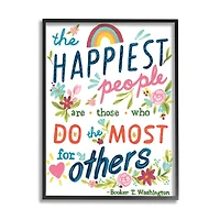 Stupell Industries Happy People Do Most for Others Phrase Whimsical Florals in Frame Wall Art