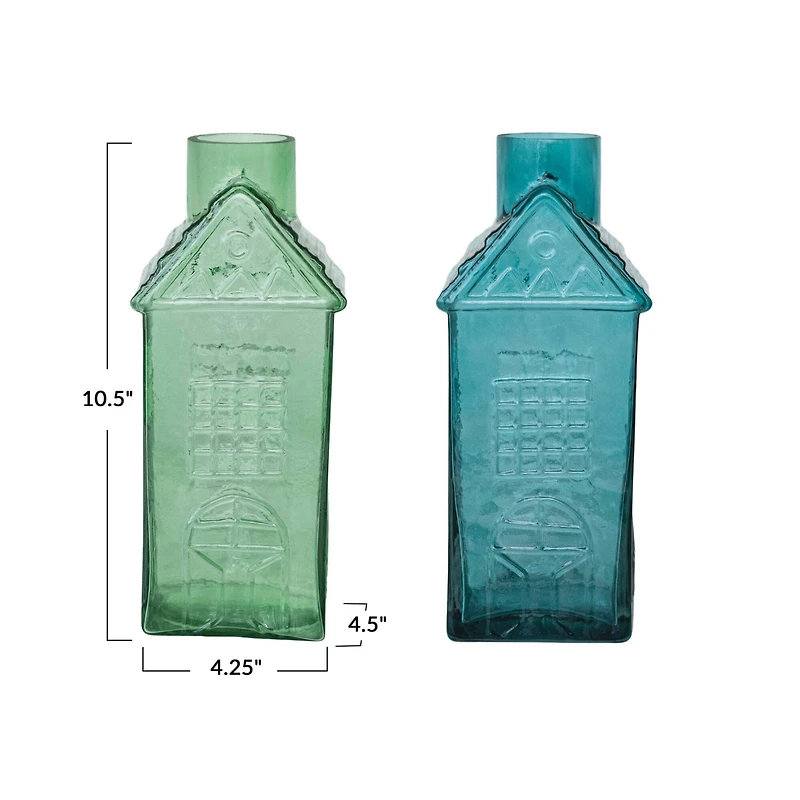 Hello Honey® 10.5" Charming Glass House-Shaped Vase Set