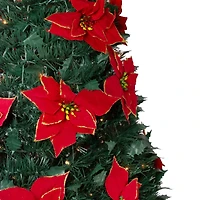 6ft. Pre-Lit Pre-Decorated Poinsettia Pop-Up Artificial Christmas Tree