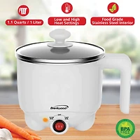 Brentwood White 1.1qt. 400 Watt Stainless Steel Electric Hot Pot Cooker & Food Steamer