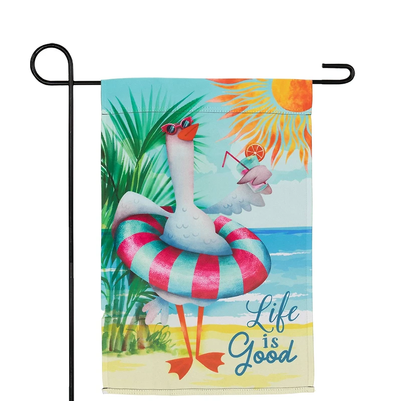 18" Beach Duck Life Is Good Garden Flag