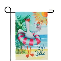 18" Beach Duck Life Is Good Garden Flag
