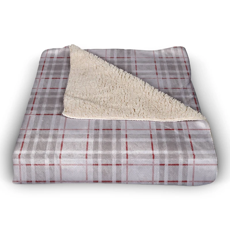 Holiday Gray Plaid 50x60 Sherpa Fleece Blanket