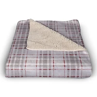 Holiday Gray Plaid 50x60 Sherpa Fleece Blanket