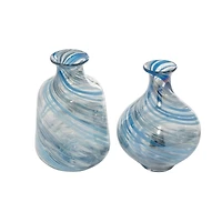 Blue Contemporary Glass Vase Set