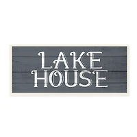 Stupell Industries Blue Lake House Sign Wooden Wall Plaque
