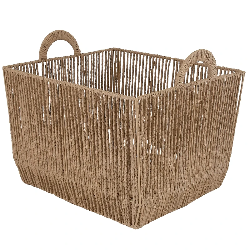 Simplify Small Vertical Weave Storage Basket with Round Handles
