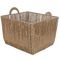 Simplify Small Vertical Weave Storage Basket with Round Handles