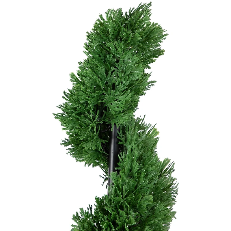 4ft. Unlit Artificial Cedar Spiral Topiary Tree in Black Pot