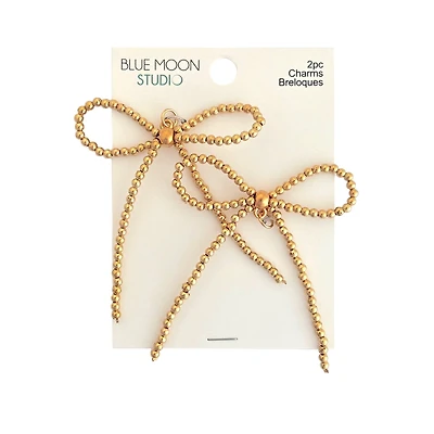 Blue Moon Studio™ Gold-Colored Beaded Bow Charms, 2ct.