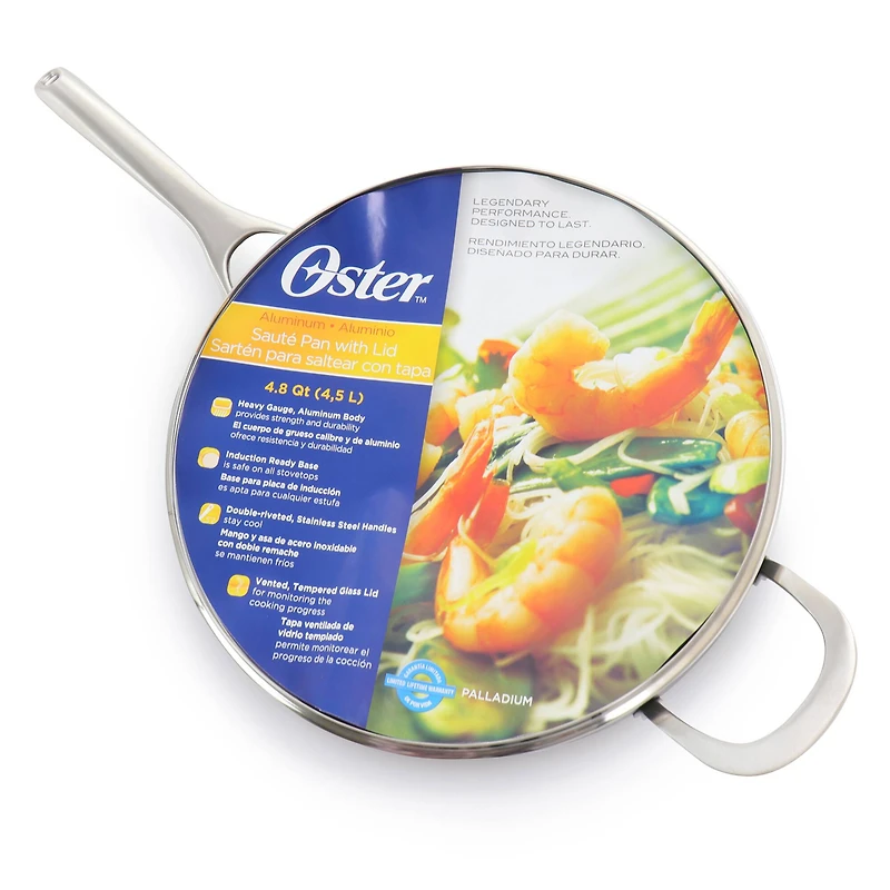 Oster Palladium 4.8qt. Aluminum Sauté Pan with Glass Lid