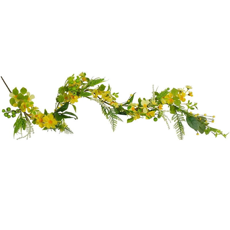 5ft. Yellow Daisy & Berry Floral Spring Garland