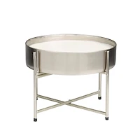 110oz. Sweet Bamboo Scented White 5 Wick Candle in Silver Bowl with Stand