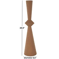 26.5" Brown Art Deco Fluted Metal Vase