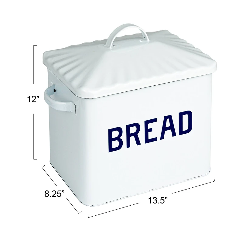Hello Honey® 13.5" White Chic Farmhouse Enameled Bread Box