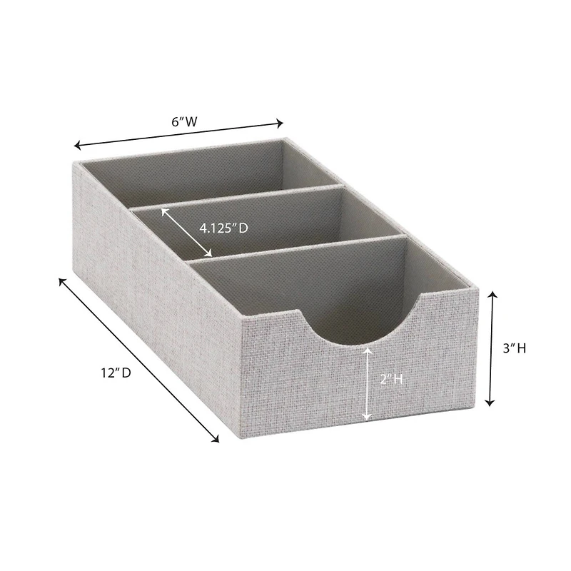 Household Essentials 12" Gray Compartment Organizer Tray, 2ct.