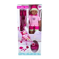 Lissi Dolls Baby Doll Umbrella Stroller Set with 16" African American Baby Doll