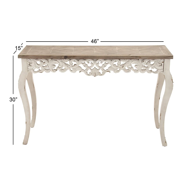 White Farmhouse Wood Console Table, 30" x 46"