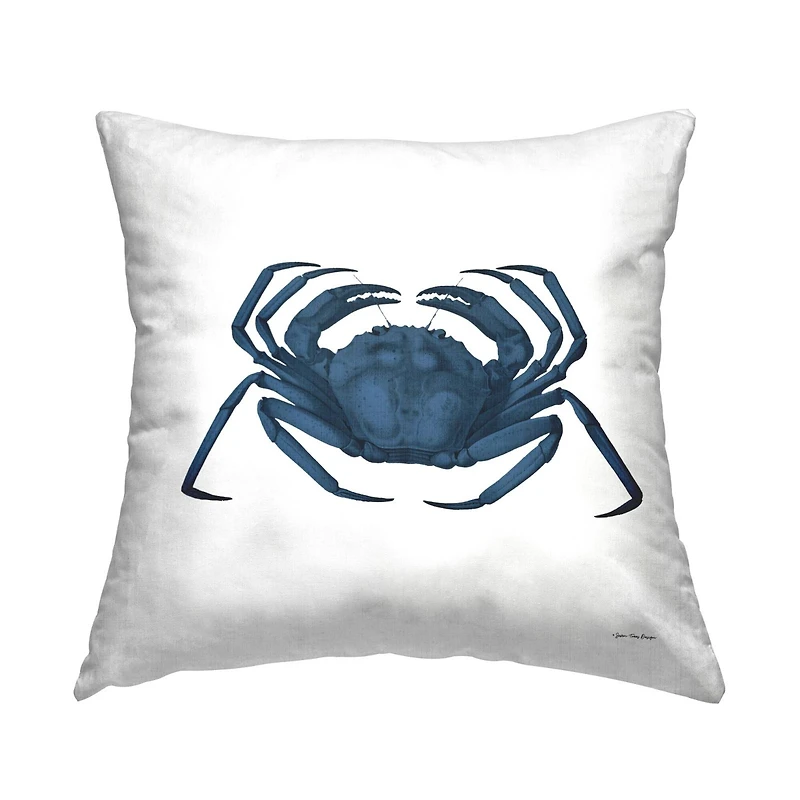 Stupell Industries Casual Deep Blue Crab Marine Beach Life Throw Pillow, 18" x 18"