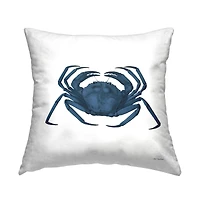 Stupell Industries Casual Deep Blue Crab Marine Beach Life Throw Pillow, 18" x 18"
