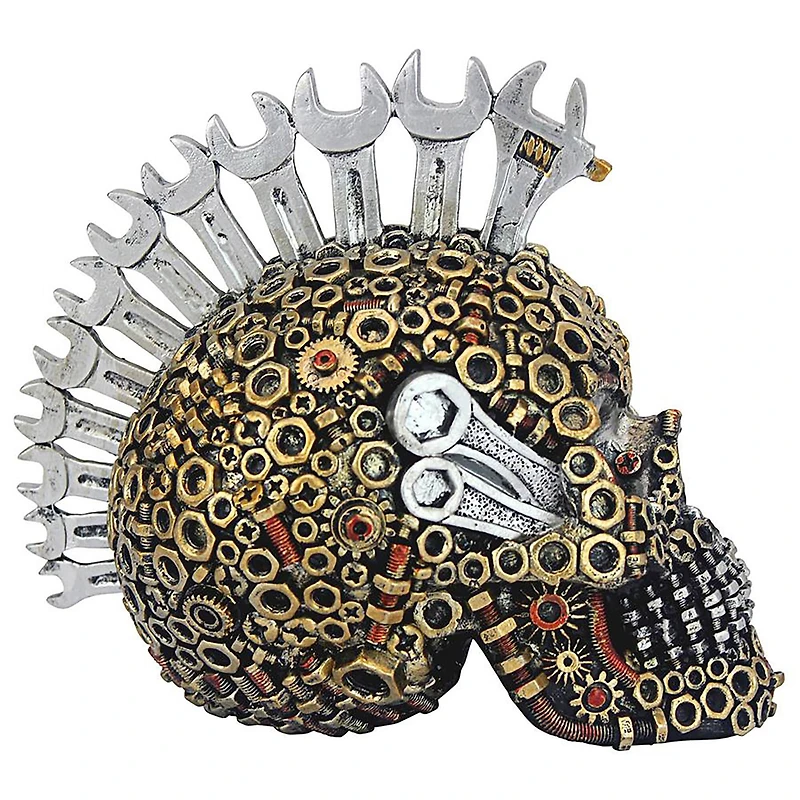 Design Toscano 5.5" Gear Head Nuts & Bolts Motor Skull Statue