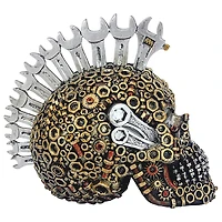 Design Toscano 5.5" Gear Head Nuts & Bolts Motor Skull Statue
