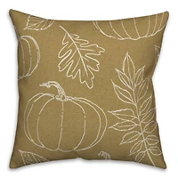 Mustard Yellow Fall Pattern Throw Pillow