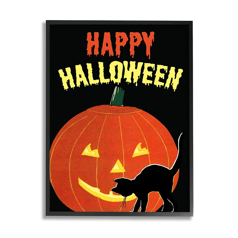 Stupell Industries Happy Halloween Haunted Jack-o-Lantern Framed Giclee Art