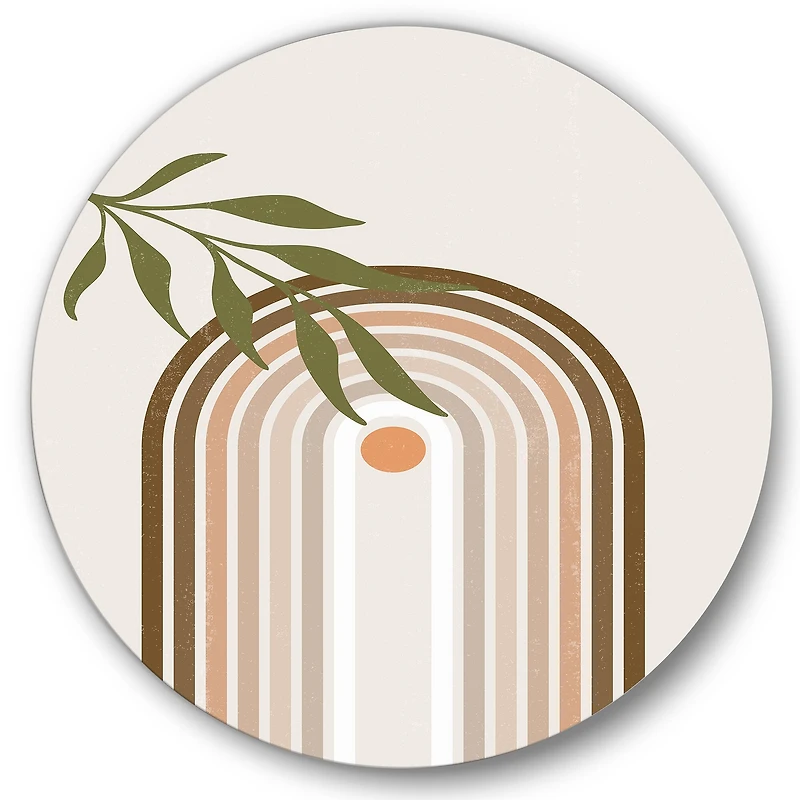 Designart - Abstract Sun and Moon With Green Leaf I