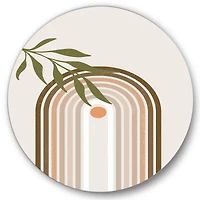 Designart - Abstract Sun and Moon With Green Leaf I