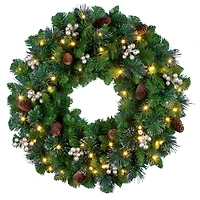 24" Crestwood® Clear Lights Pre-Lit Gold Spruce Wreath