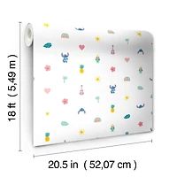 RoomMates Disney Stitch Aloha Mini Print Blue and Pink, Peel and Stick Wallpaper 20.5" x 18-ft roll, about 30.8 sq. ft.