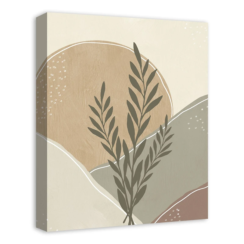 Boho Leaves On Mustard 16" x 20" Canvas Wall Art