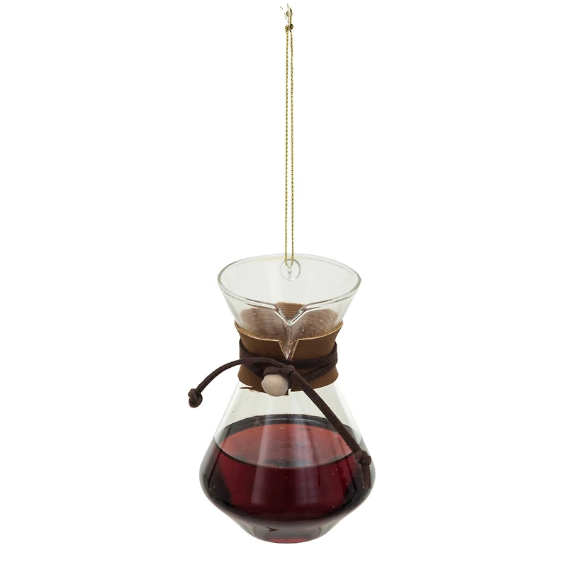 Hello Honey® 3.5" Brown & Black Glass Pour Over Coffee Ornament