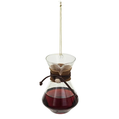 Hello Honey® 3.5" Brown & Black Glass Pour Over Coffee Ornament