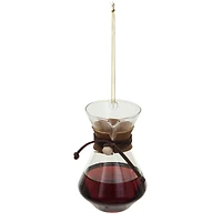 Hello Honey® 3.5" Brown & Black Glass Pour Over Coffee Ornament