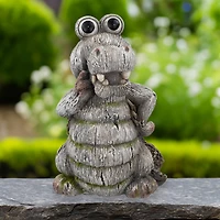 13.25" Posing Crocodile Outdoor Garden Statue