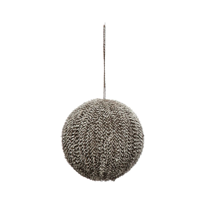 Hello Honey® 6" Snow Finish Brown Textured Plastic Ball Ornament