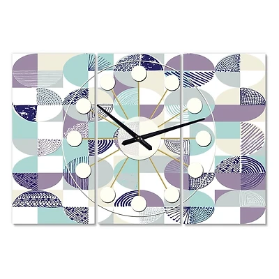 Designart Retro Geometric Design IV Oversized Mid-Century Modern Multipanel Wall Clock