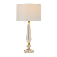 White Linen Traditional Buffet Lamp, 27" x 14" x 14"