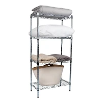 Mind Reader Alloy Collection Silver Adjustable 4-Tier Industrial Metal Storage Shelf