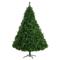 8ft. Pre-Lit West Virginia Mixed Pine Artificial Christmas Tree with Pinecones, Clear LED Lights