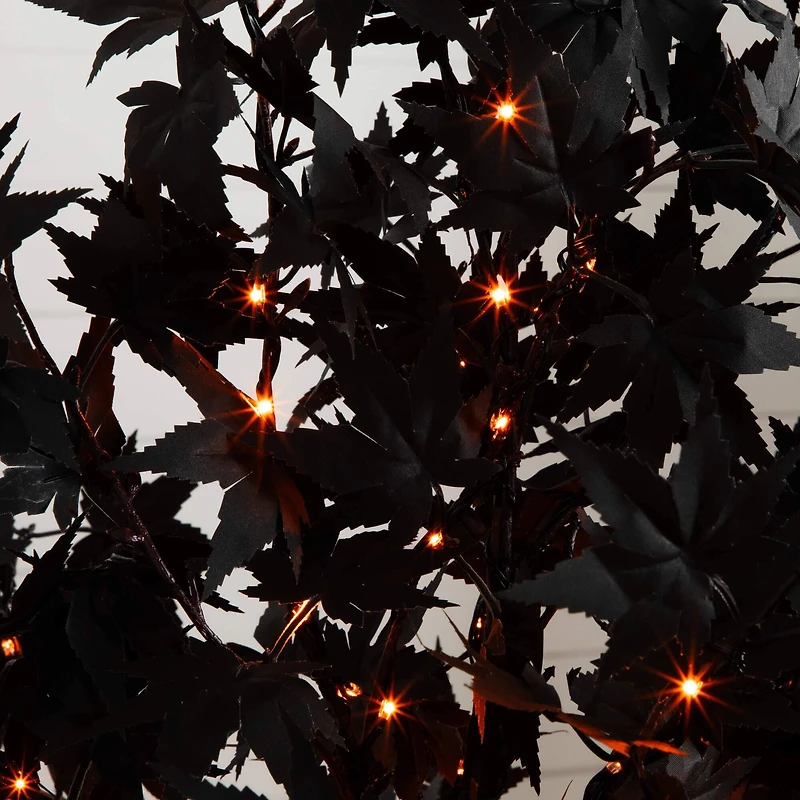 5ft. Pre-Lit Artificial Halloween Black Maple Tree with 240 Orange & Purple LED Lights
