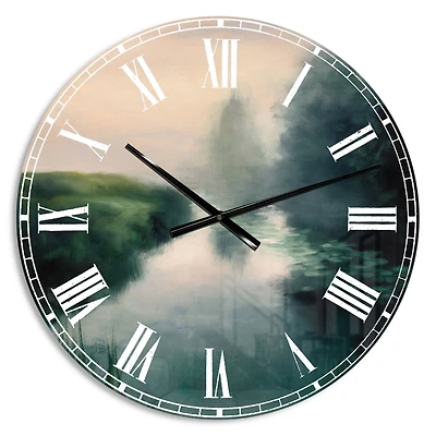 Designart Twilight Fog Lakeshore Wall Clock