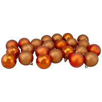 24ct. 2.5" Orange 4-Finish Shatterproof Christmas Ball Ornaments